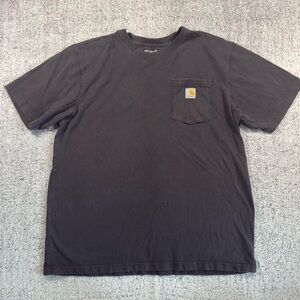 Carhartt chest pocket loose fit K87 washed black pocket streetwear tee — Size L